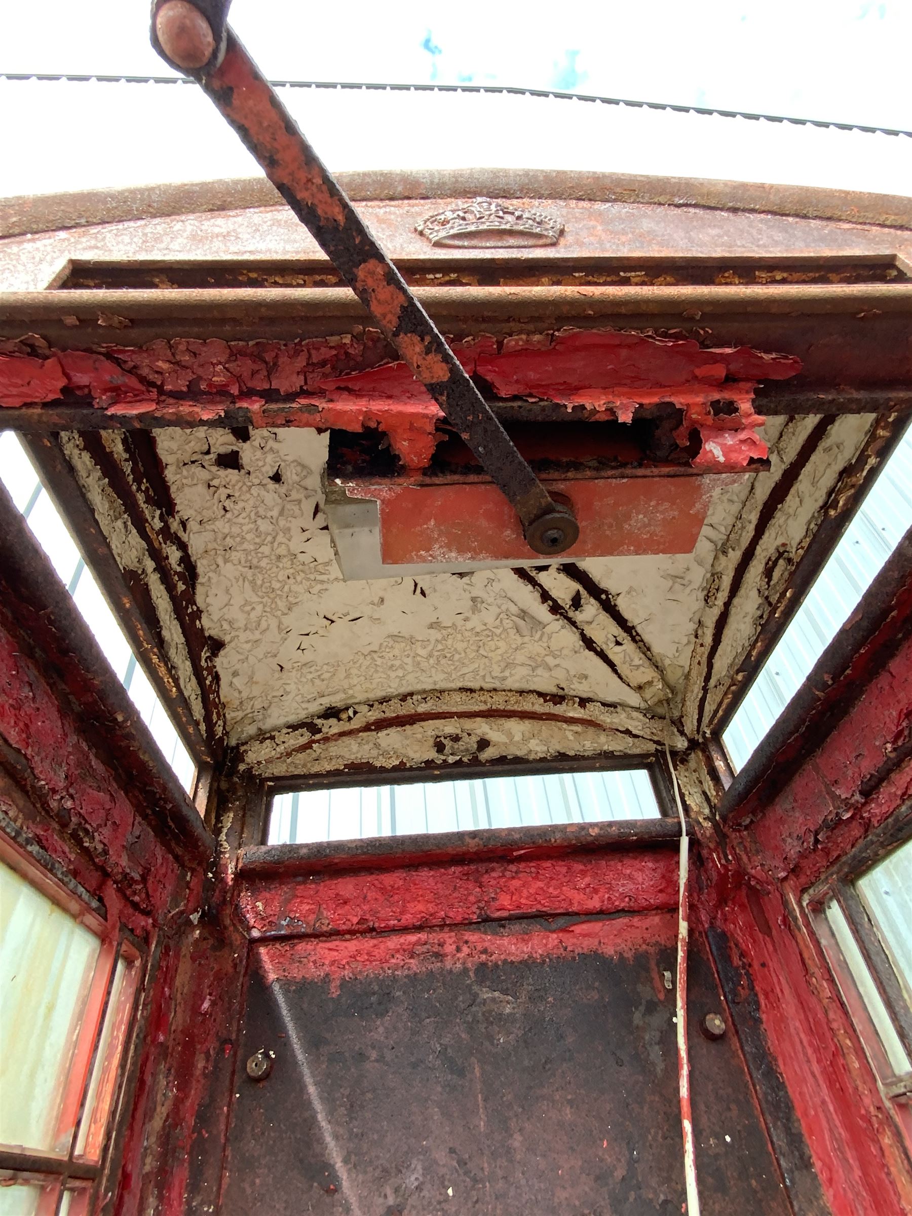 Original 1936 K6 telephone box, Tudor Crown top, painted red - THIS LOT IS TO BE COLLECTED BY APPOINTMENT FROM DUGGLEBY STORAGE, GREAT HILL, EASTFIELD, SCARBOROUGH, YO11 3TX