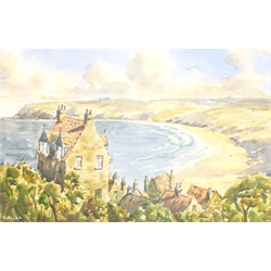 Ken Allan (British 20th century): Robin Hood's Bay, watercolour signed and dated '77, 26cm x 40cm 
Notes: Allan was clerk to Whitby Rural District Council in the 1960s