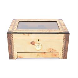 Cigar humidor, of high gloss birdseye ma