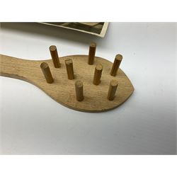 Early 1970s sepia photograph of the Pools Panel meeting at The Waldorf Hotel, London including Raich Carter, Marquis of Bath, Arthur Ellis, Neil Franklin etc 19 x 25cm; together with a beech spaghetti server with manuscript presentation inscription 'To Raich Carter from Henry 6th Marquis of Bath 1974'; Provenance: By direct descent from the family of Raich Carter having been consigned by his daughter Jane Carter (2)