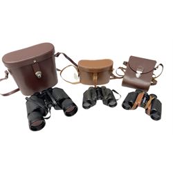 Three pairs of Carl Zeiss Jena binoculars, Jenoptem 10x50W, Jenoptem 8x30W and Deltrintem 8x30W, all cased (3)