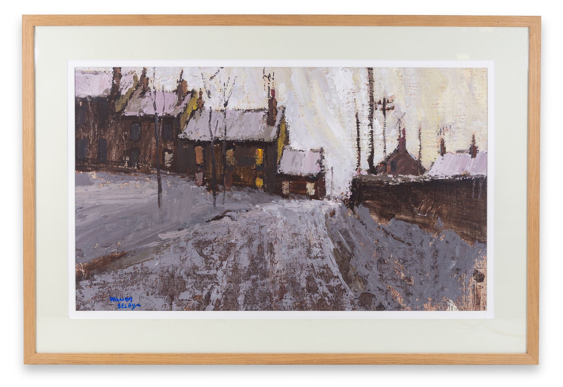 William Selby (Northern British 1933-): 'Cottages at Gunnerside' in Swaledale, oil on board signed, titled verso 45cm x 76cm