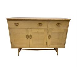 Ercol - mid-20th century 'model 351' elm and beech sideboard, fitted with two drawers and cupboards