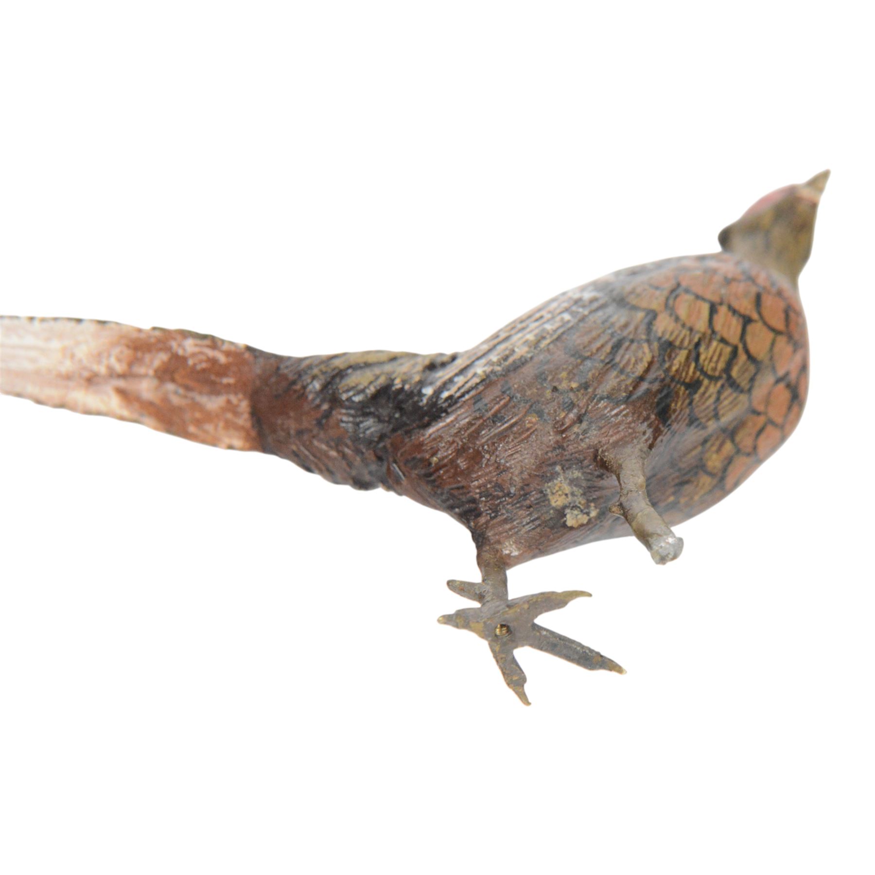 Cold painted bronze, of a woodcock, together with cold painted bronze pheasant, woodcock H6cm