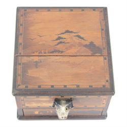 Collection of early 20th century and later novelty cigarette dispensers, including Japanese marquetry example, Players Navy Cut box, dice design etc  