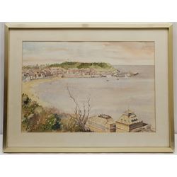 C Bibbs (British 20th century): Scarborough South Bay from the Spa, watercolour signed 34cm x 50cm