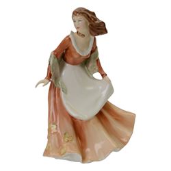 Two Royal Doulton figures, The Jester HN2016 and Autumtime HN3231, both boxed 