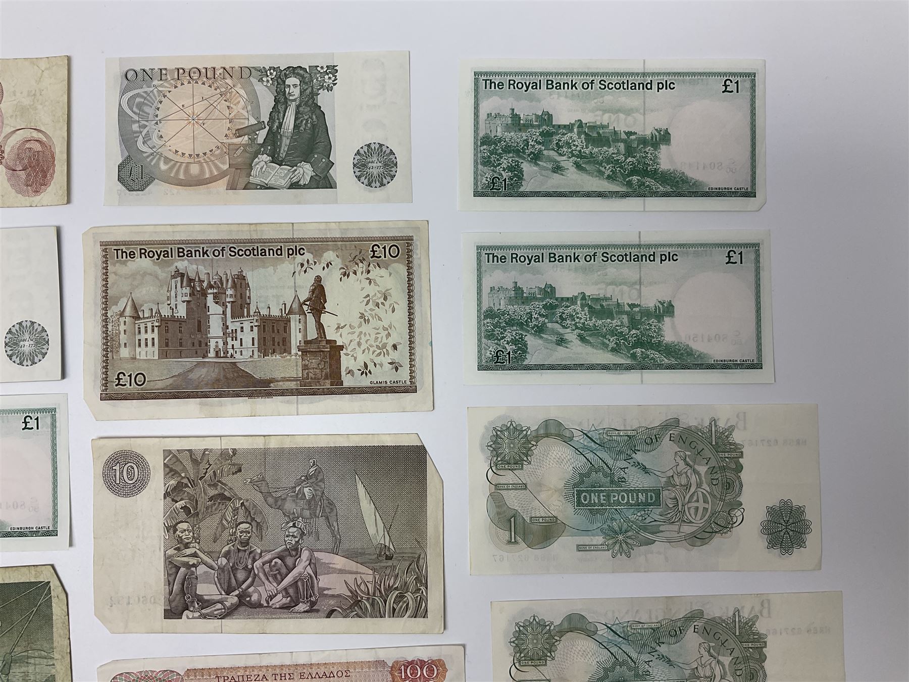 Banknotes including Bank of England Page Series D one pounds, other one pound notes, various The Royal Bank of Scotland Limited denominations, Clydesdale Bank Limited ten pounds 31st January 1979 ‘D/BD 060182’ etc 