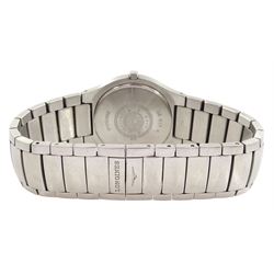 Longines Oposition gentleman's stainless steel quartz wristwatch, Ref. L3 617 4, on integral stainless steel bracelet