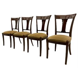 Grange Furniture - cherry wood finish oval extending dining table on square tapering supports, and a set of eight dining chairs with curved backs and upholstered seats 