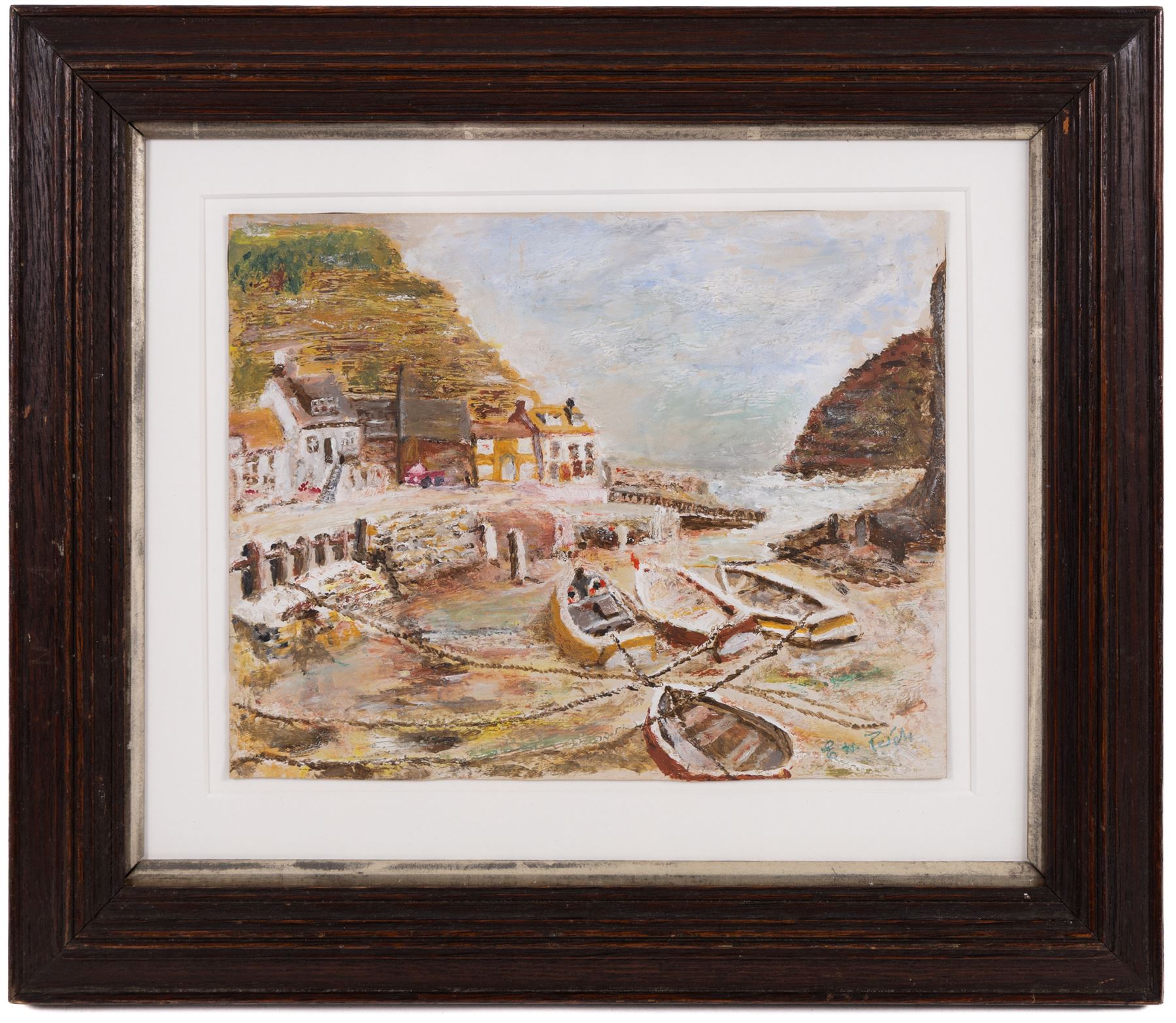 English School (Contemporary): 'Staithes', oil on paper indistinctly signed, titled verso 18cm x 22cm 
