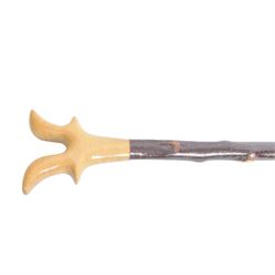 Five walking sticks, to include thumb stick and crooks 