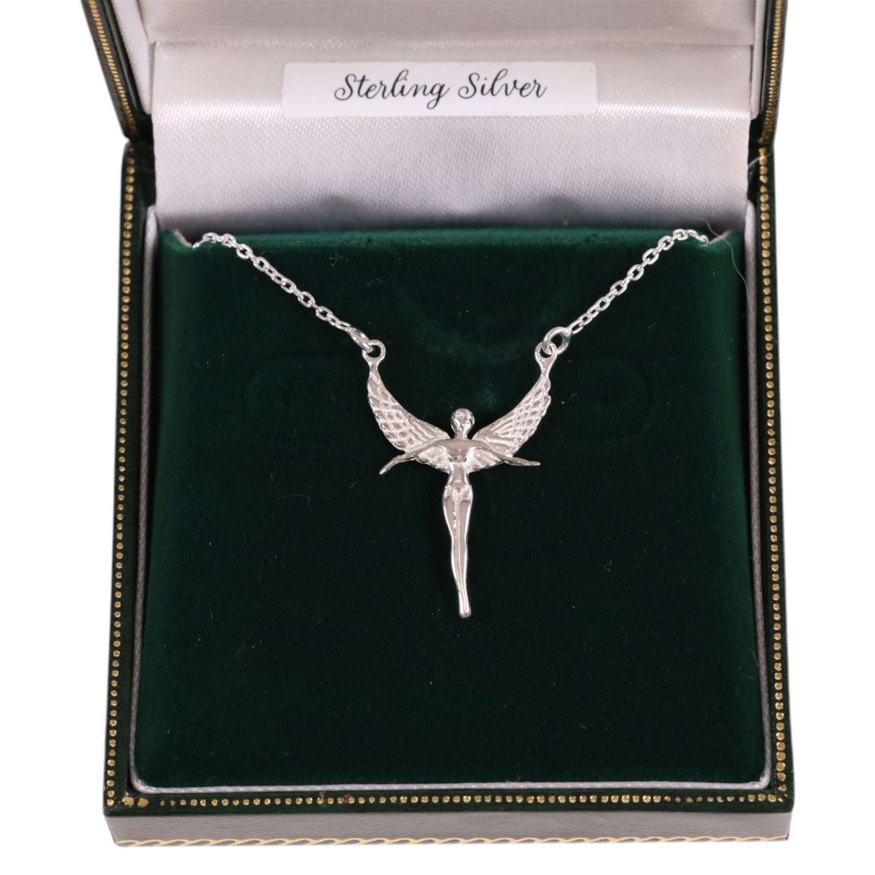 Silver guardian angel pendant necklace, boxed
