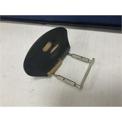 Intermusic 3/4 violin with a violet coloured solid wood body, ebonised fingerboard and fittings, bow and hard case, length 54cm