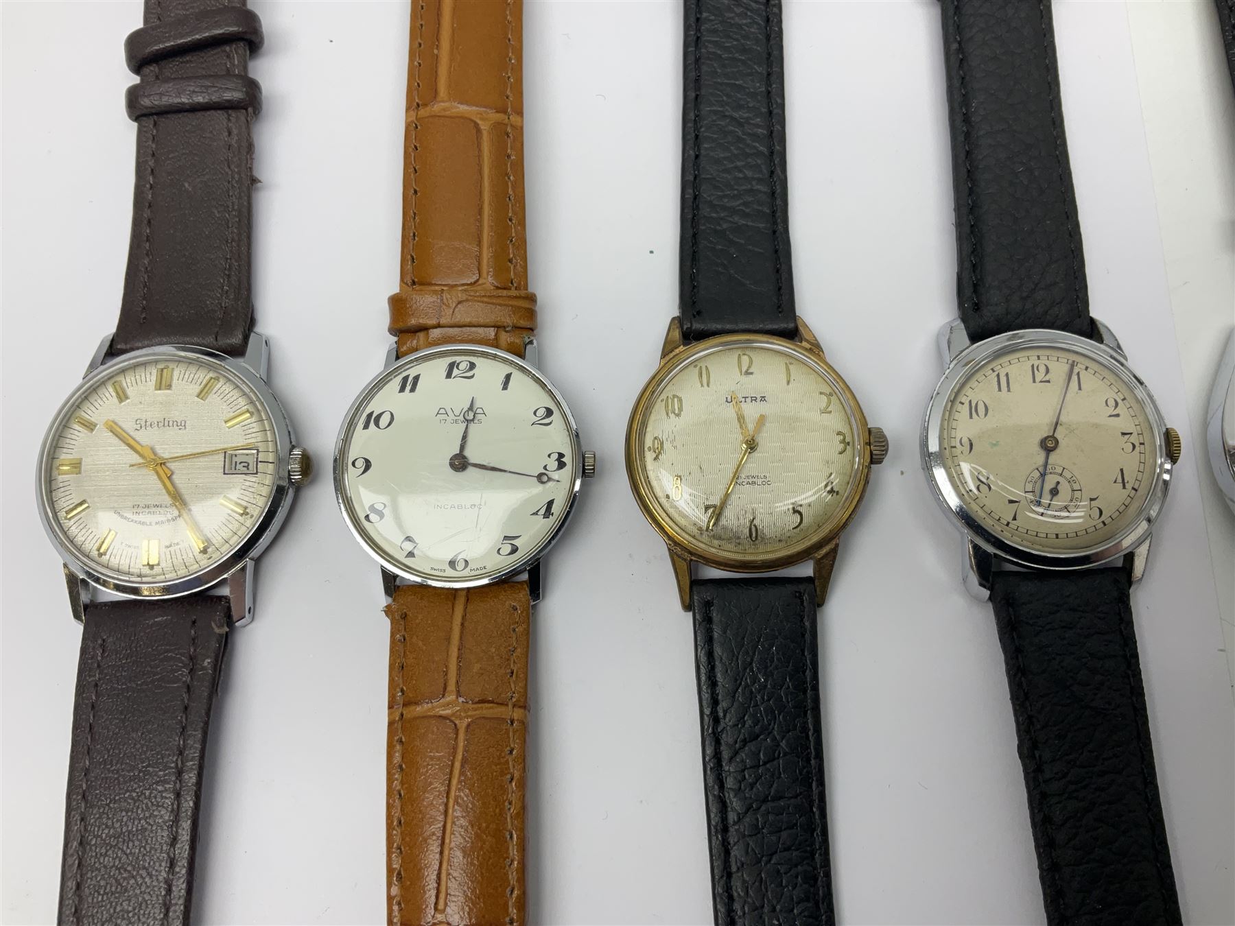Paul Buhre RotoDato 21 jewels automatic wristwatch and nine manual wind wristwatches including Movado, Sterling, Visconte, Roamer, Avia and Ultra