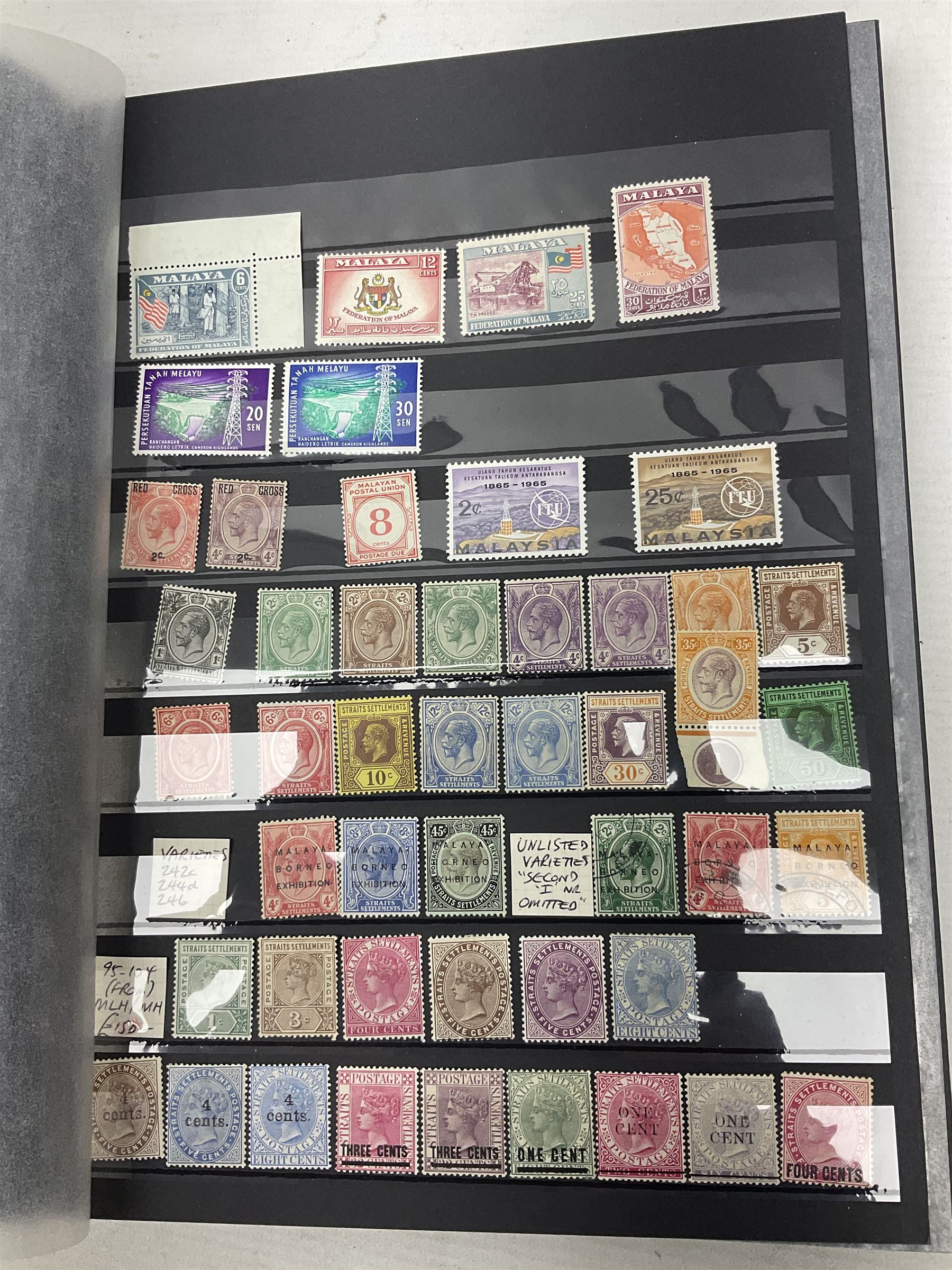 Stamps including St Helena, Fiji, Southern Rhodesia, Malaya, Bermuda, Queen Victoria and later Ceylon, various Universal Postal Union 1949 etc, housed in six albums/folders