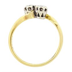 18ct gold diamond crossover ring, set with two round brilliant cut diamonds, Birmingham 1962, total diamond weight approx 0.25 carat