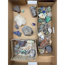 Large private collection of minerals and fossils including, Malachite, Azurite, Amethyst, agate, coprolite (fossilised excrement) etc 