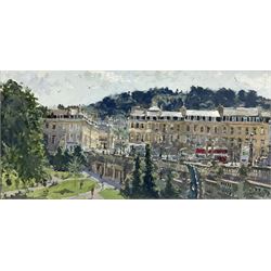 Peter Brown NEAC (British 1967-): 'Parade Garden Bath', oil on canvas signed and dated '03, 24cm x 50cm
Provenance: exh. Bath Society of Artists 99th Annual Exhibition 2004, labels verso