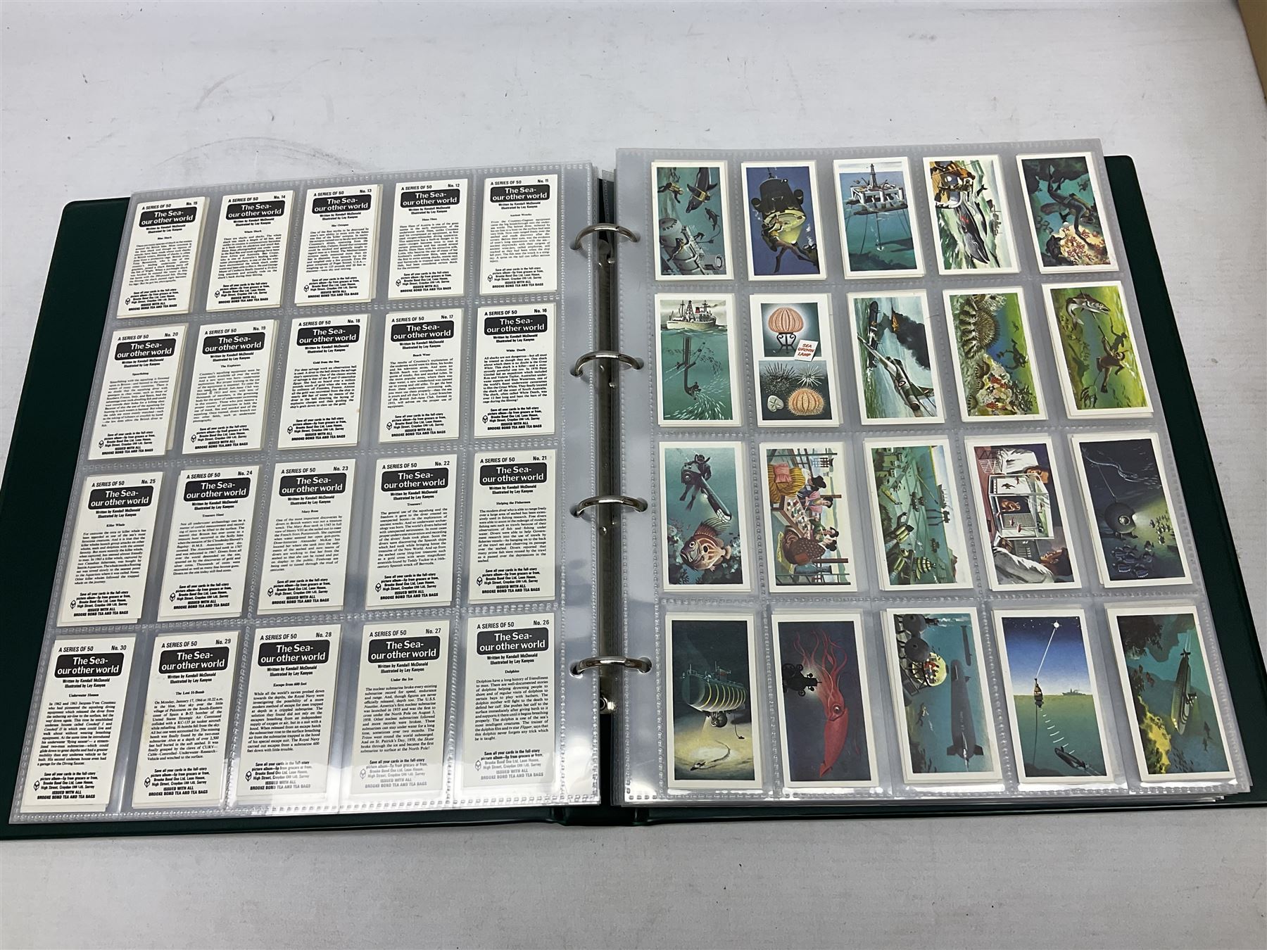 Quantity of trade cards, housed in ring binder albums and loose, including Twinnings, Lyons, PG Tips, Hornimans, Ty-Phoo etc and various unused official paper albums, in two boxes