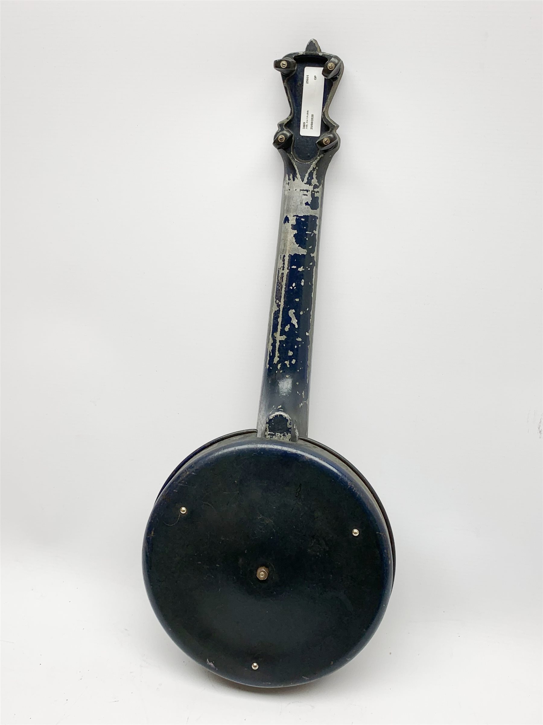 Jolli Joe ukulele by The U.K. Uke Co., made from navy blue painted white metal L55cm