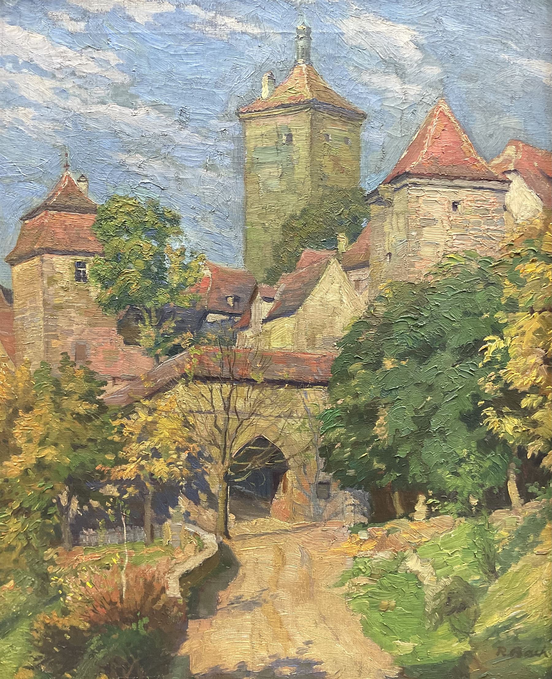 Continental School (19th Century): Rothenburg, oil on canvas indistinctly signed 53cm x 43cm 