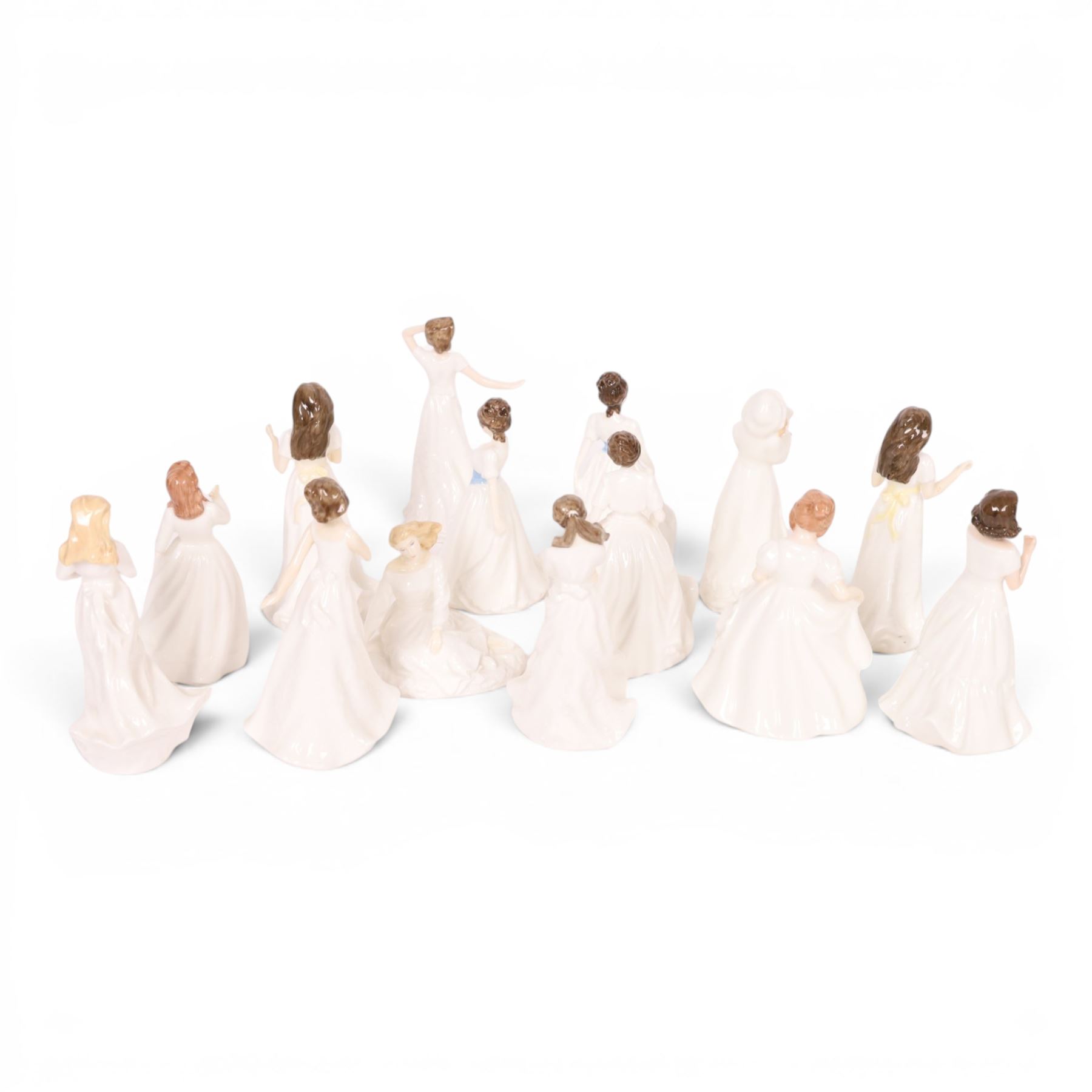 Collection of Royal Doulton figures, including Melody, Sentimental Greetings, Loving you, Welcome etc 