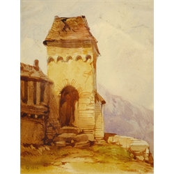  George Stubbs (British fl.1837-1860): Continental Tower, watercolour signed with monogram and dated 1836, 17cm x 13cm