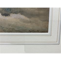 Frederick William Booty (British 1840-1924): Whitby Piers, watercolour signed and dated 1911, 20cm x 38cm