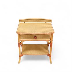 Lloyd Loom of Spalding - pair of mid 20th century bedside cabinets, each with raised gallery back, single drawer and undertier, woven paper weave construction on tubular supports