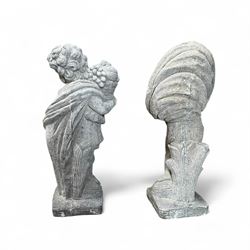 Set of cast stone cherub season statues