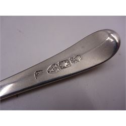 Collection of ten Newcastle silver teaspoons, comprising two Fiddle Shell pattern teaspoons, the first example hallmarked Reid & Sons, Newcastle 1859, and the second example hallmarked Thomas Sewell I, Newcastle 1856, together with four Fiddle pattern teaspoons and four Old English pattern teaspoons, with varying maker's including 	Thomas Wheatley and John Robertson II & John Walton, dated between 1821 and 1836 but most without date letters 