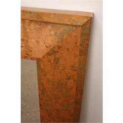  Acid washed copper framed mirror with bevelled plate, W90cm, H75cm  