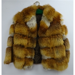  Short fox fur coat with suede spacers, approx size 10   