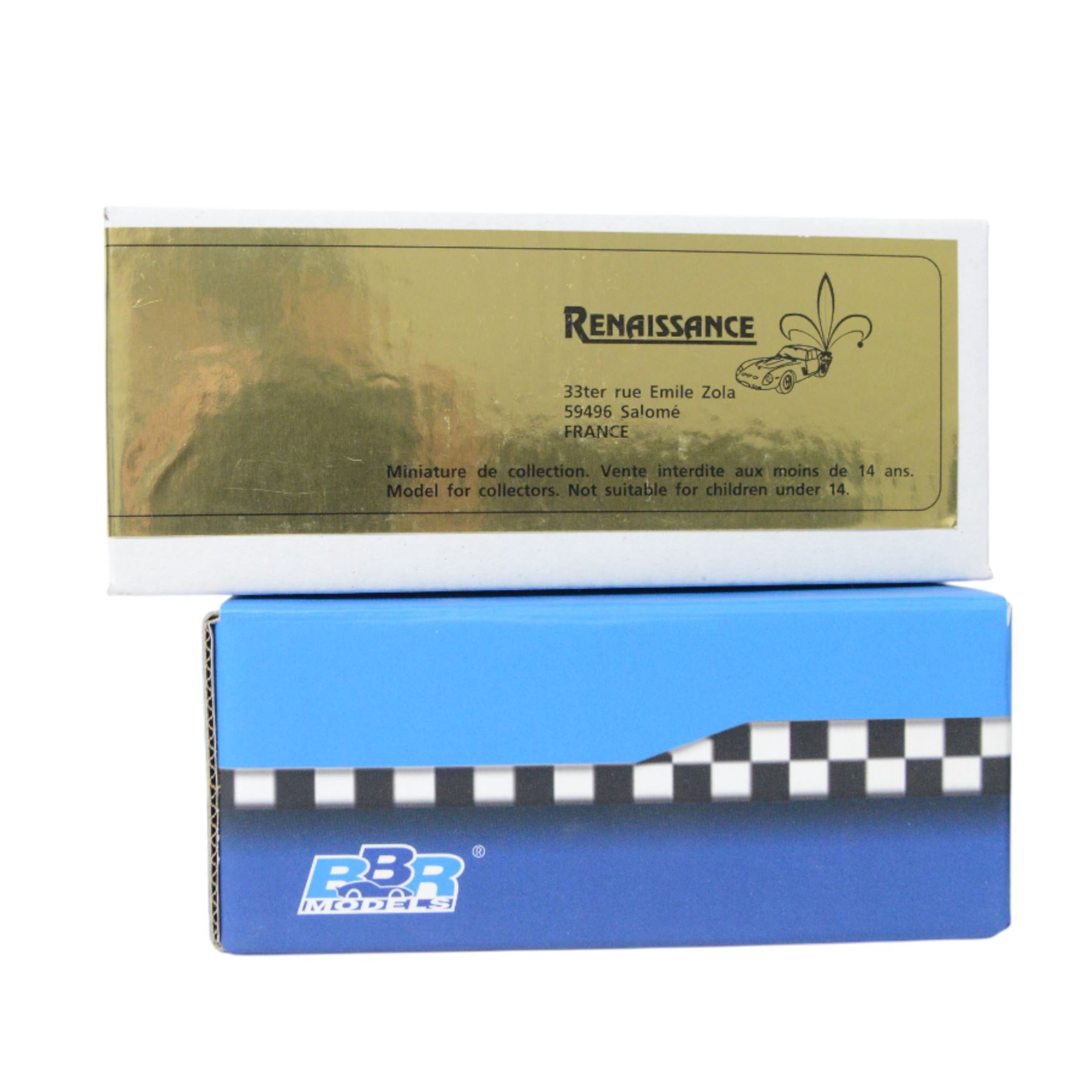 Seven 1:43 scale model car kits, including four BBR Models kits; Maserati MC12 GT Fia Monza 2005, Ferrari 333SP 1000 KM Monza 2000, Maserati Trofeo 2005 and BMW V12 LMR LMP 24H Le Mans 1999, three Renaissance kits; McLaren F1 GTR, Ferrari 365 P2 and Bentley EXP Speed 8, all boxed