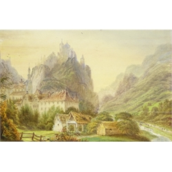 Continental School (19th/20th century): The Rhone Valley, watercolour indistinctly signed 23cm x 35cm