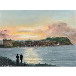 Robert Sheader (British 20th century): Scarborough Harbour at Dusk, oil on board signed 29...