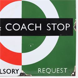 Reproduction enamel sign 'Bus & Coach Stop', H33cm