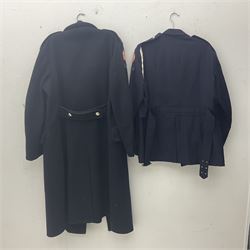 1950s British Red Cross North Yorkshire dress uniform comprising tunic, trousers, greatcoat and visor cap; bears manuscript label '1956 Ware'