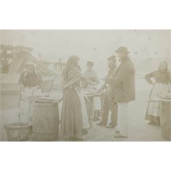 Frank Meadow Sutcliffe (British 1853-1941): 'Tempus Fugit' Tate Hill Pier et al., collection of six loose albumen prints, late 19th c., showing fisher folk, initialled and numbered in the plate Nos. 303, 397, 406, 433, 477 and one indistinct, each approx. 15 x 20 cm (6)