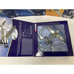 Corgi - five Aviation Archive mostly 1:72 scale models comprising two limited edition models AA32101 and AA32202, two ‘Flying Aces’ 49301 and 49302, ‘WWII Europe and Africa’ AA34302; in original boxes (5)