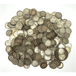 Approximately 640 grams of pre 1920 Great British silver coins, mostly threepence pieces 