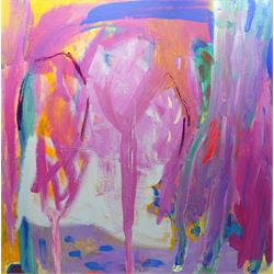 Gillian Ross Kelsey (British 1935-2025): 'Pink Valley No 2', acrylic on canvas unsigned 10...