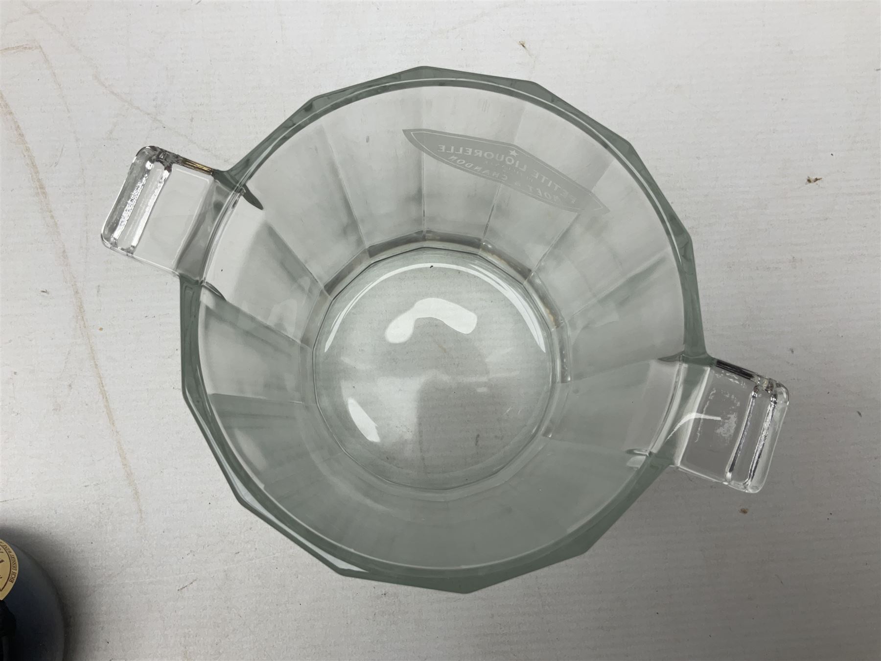 Moet and Chandon Petite Liquorelle glass ice bucket and small bottle of Moet, 10% vol 200ml, bucket H13cm