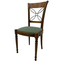 Ernest Menard - cherry wood and wrought metal dining table with glass top, and set six matching dining chairs