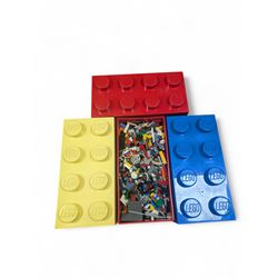 Collection of loose Lego, contained in three stackable Lego brick boxes