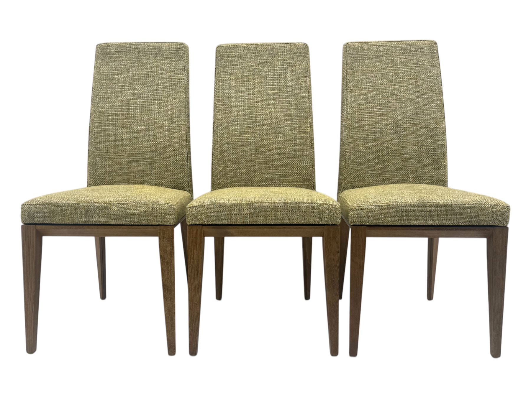 Calligaris - set of six 'Bess' contemporary high back chairs, upholstered in textured beige fabric, on tapered hardwood supports