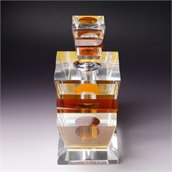 Large Art Deco design glass perfume bottle, H22cm