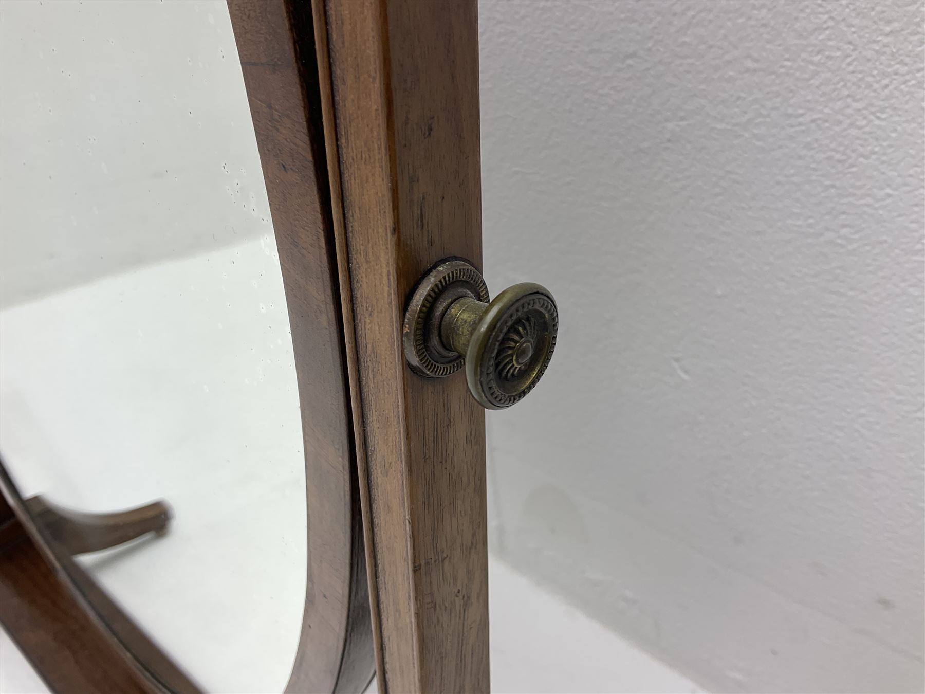 Mahogany framed Georgian style oval dressing table mirror, H65cm