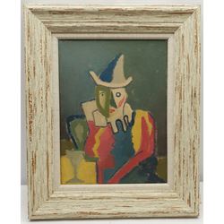 Cubist School (Mid 20th century): The Jester, oil on canvas unsigned 41cm x 30cm